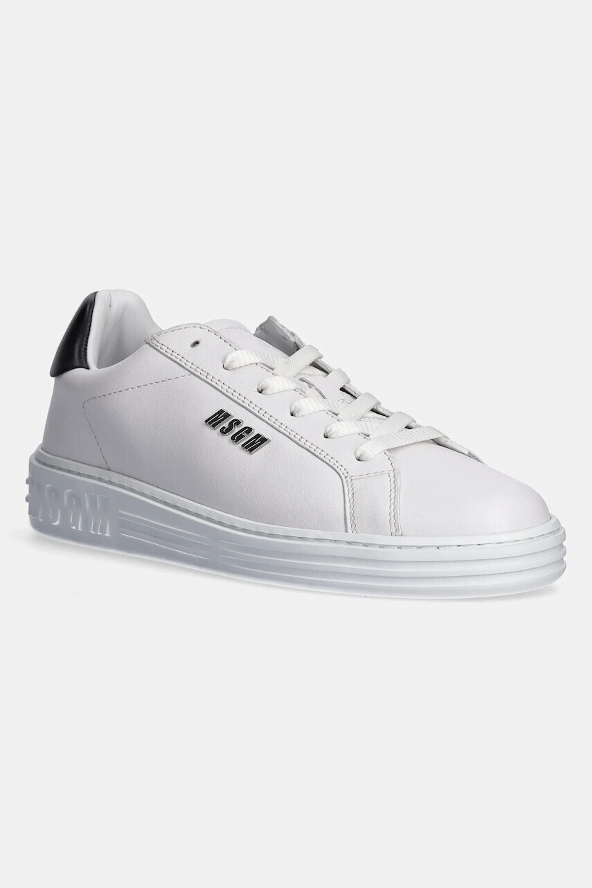 Kožené tenisky MSGM biela farba, 3841MDS506