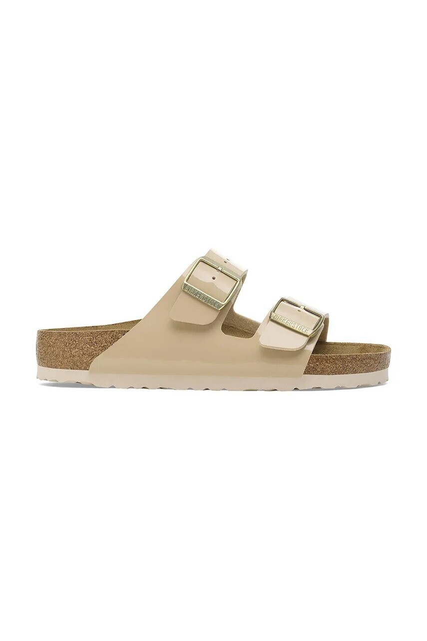 Šľapky Birkenstock Arizona Patent dámske, béžová farba, 1013070