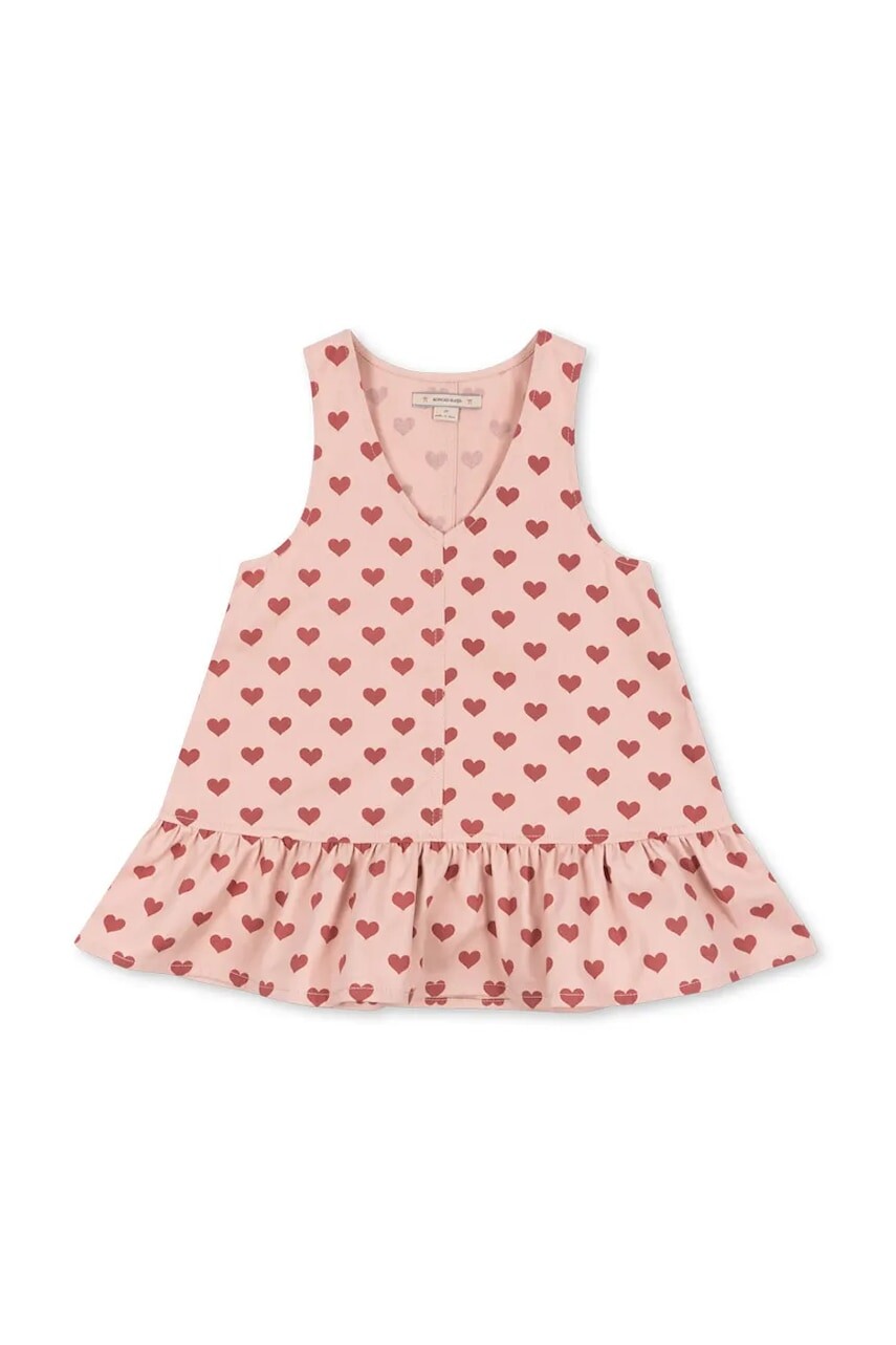 Dievčenské bavlnené šaty Konges Sløjd FEN DRESS GOTS ružová farba, mini, áčkový strih, KS102443