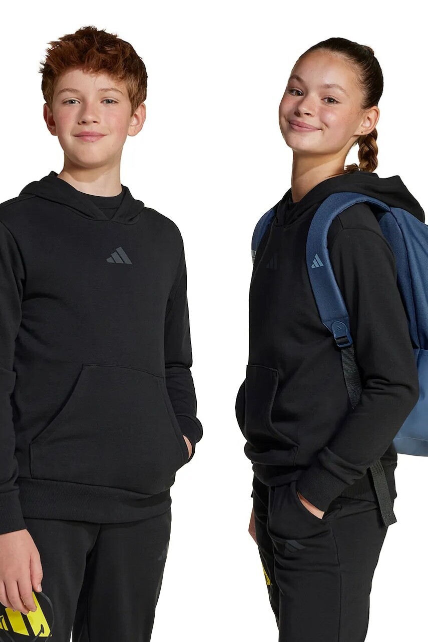 Detská mikina adidas x Smiley World čierna farba, s kapucňou, s potlačou, JJ3072