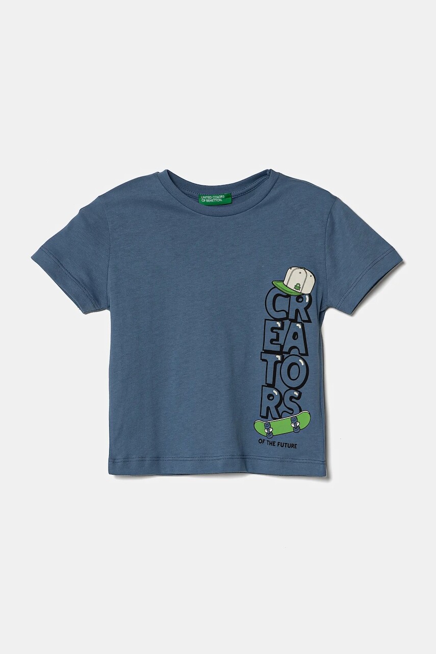 Detské bavlnené tričko United Colors of Benetton s potlačou, 3I1XG10IJ