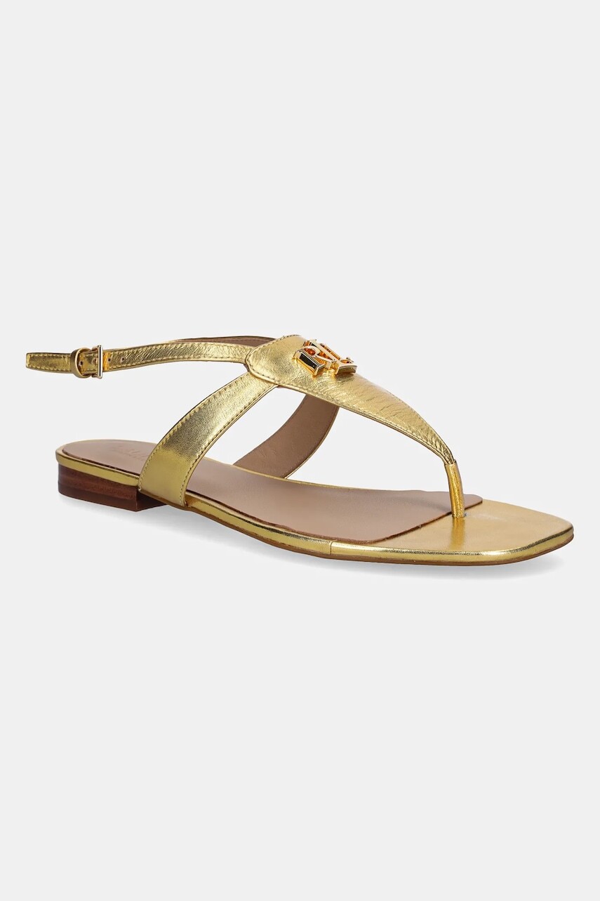 Kožené sandále Lauren Ralph Lauren Everley dámske, zlatá farba, 802959147001