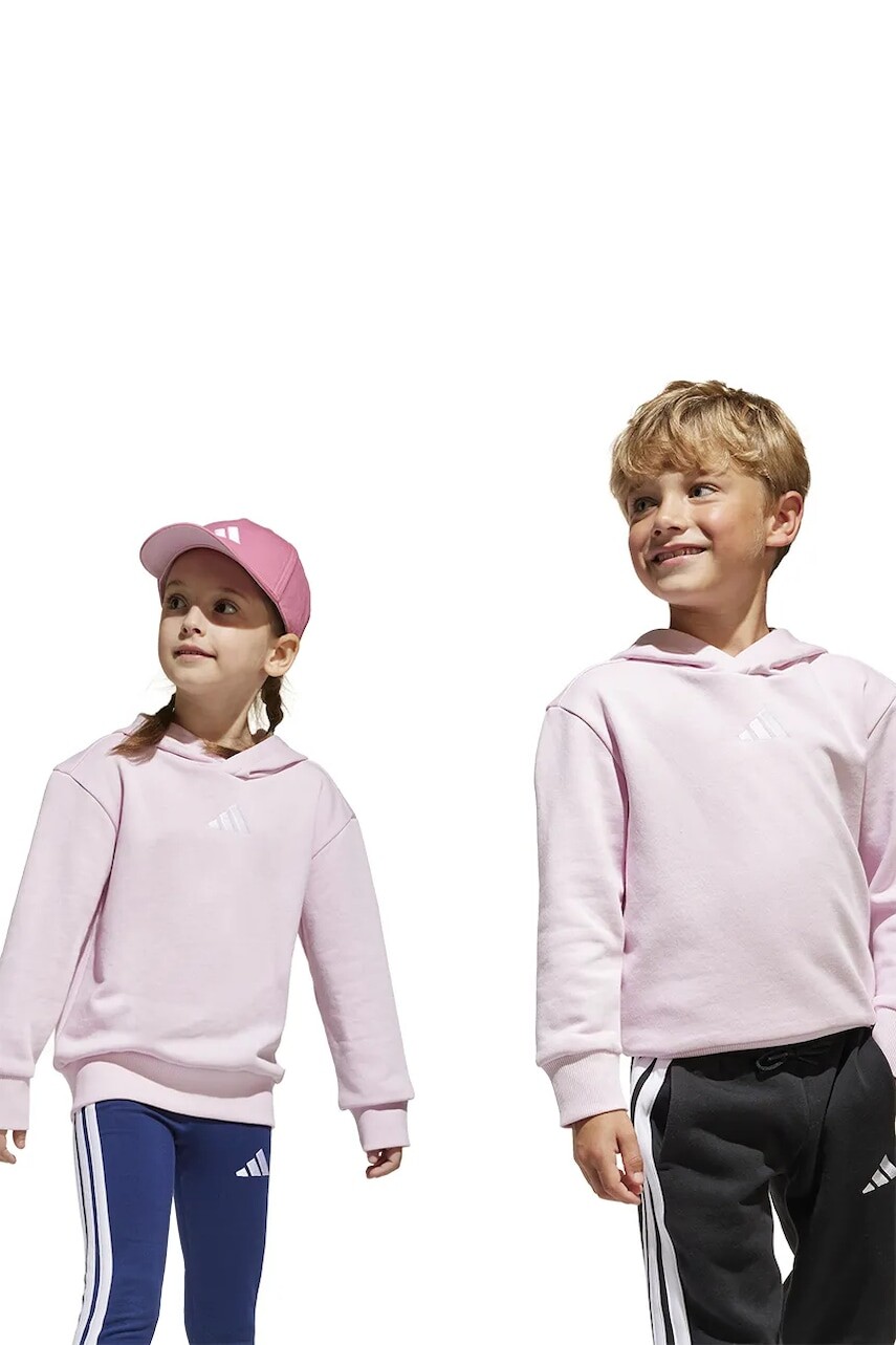 Detská mikina adidas ružová farba, s kapucňou, s nášivkou, JC9756