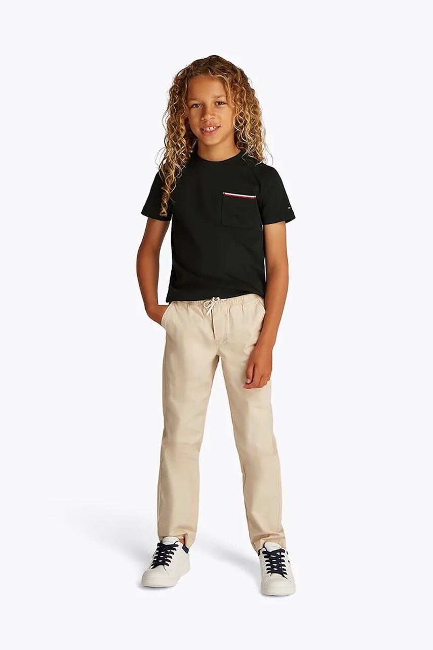 Detské bavlnené tričko Tommy Hilfiger čierna farba, jednofarebné, KB0KB08817