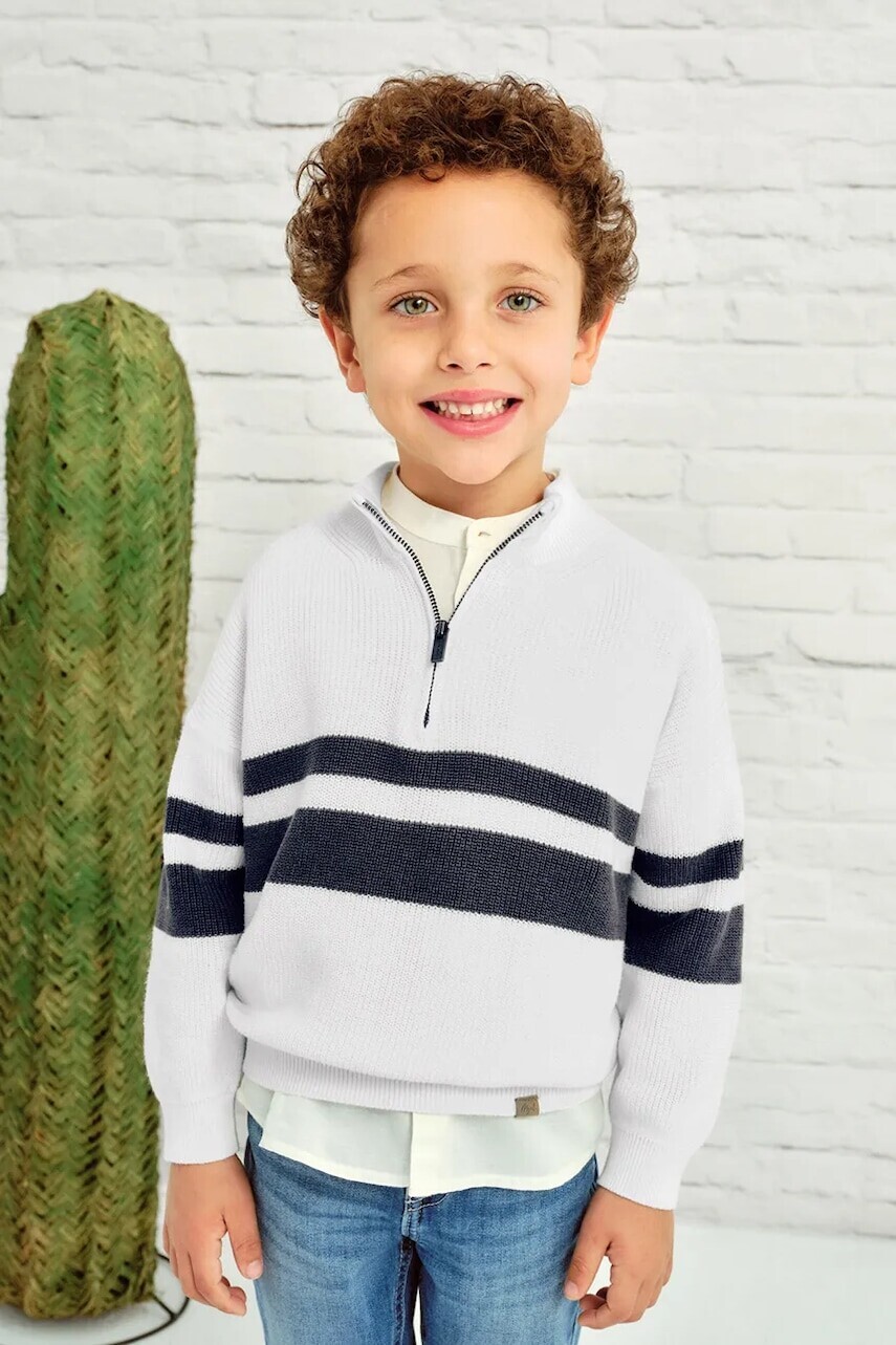 Detský bavlnený sveter Mayoral biela farba, 3368