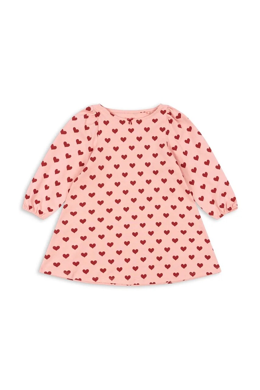 Dievčenské bavlnené šaty Konges Sløjd DREY DRESS GOTS ružová farba, mini, áčkový strih, KS102566