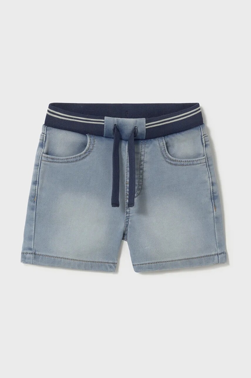 Detské rifľové krátke nohavice Mayoral soft denim jogger nastaviteľný pás 1248