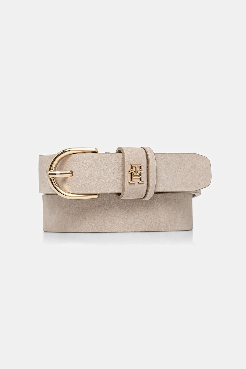 Semišový opasok Tommy Hilfiger šedá farba, AW0AW17245