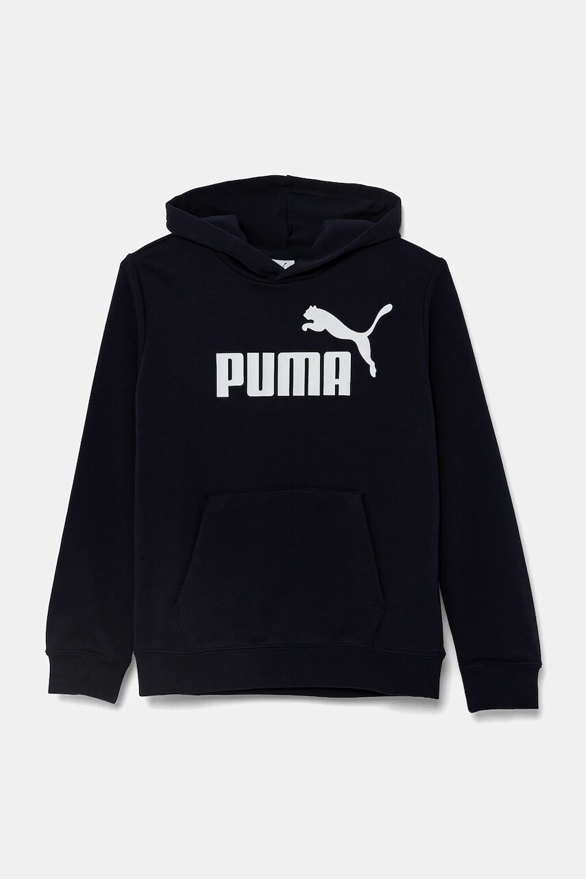 Detská mikina Puma ESS No. 1 Logo Hoodie TR tmavomodrá farba, s kapucňou, s potlačou, 684909
