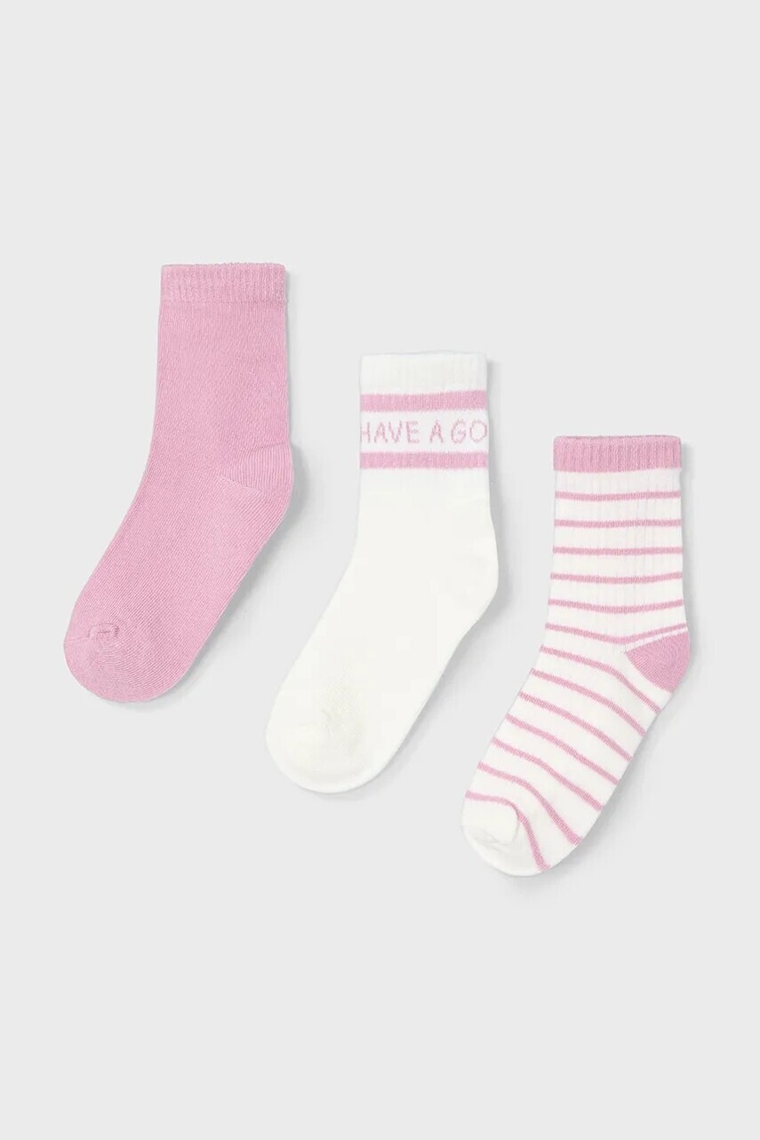 Detské ponožky Mayoral 3-pak ružová farba, 10914