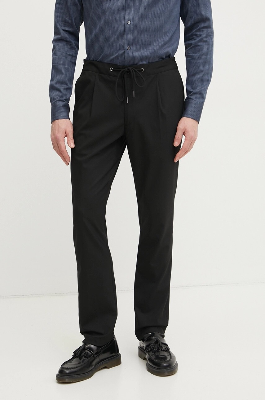 Nohavice Michael Kors pánske, čierna farba, strih chinos, CF4303TENP