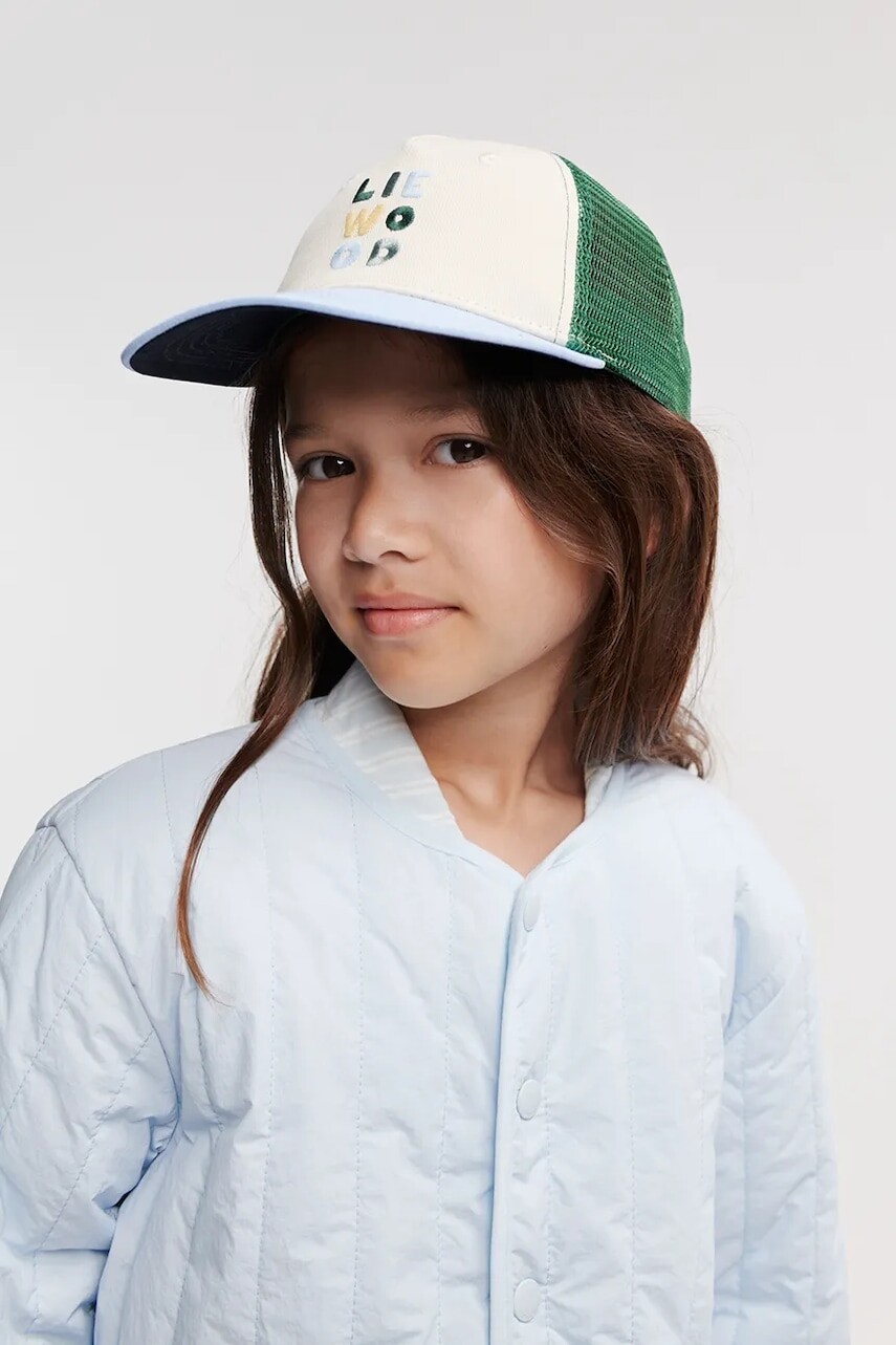 Detská snapback šiltovka Liewood Della Cap zelená farba, s potlačou, LW19651