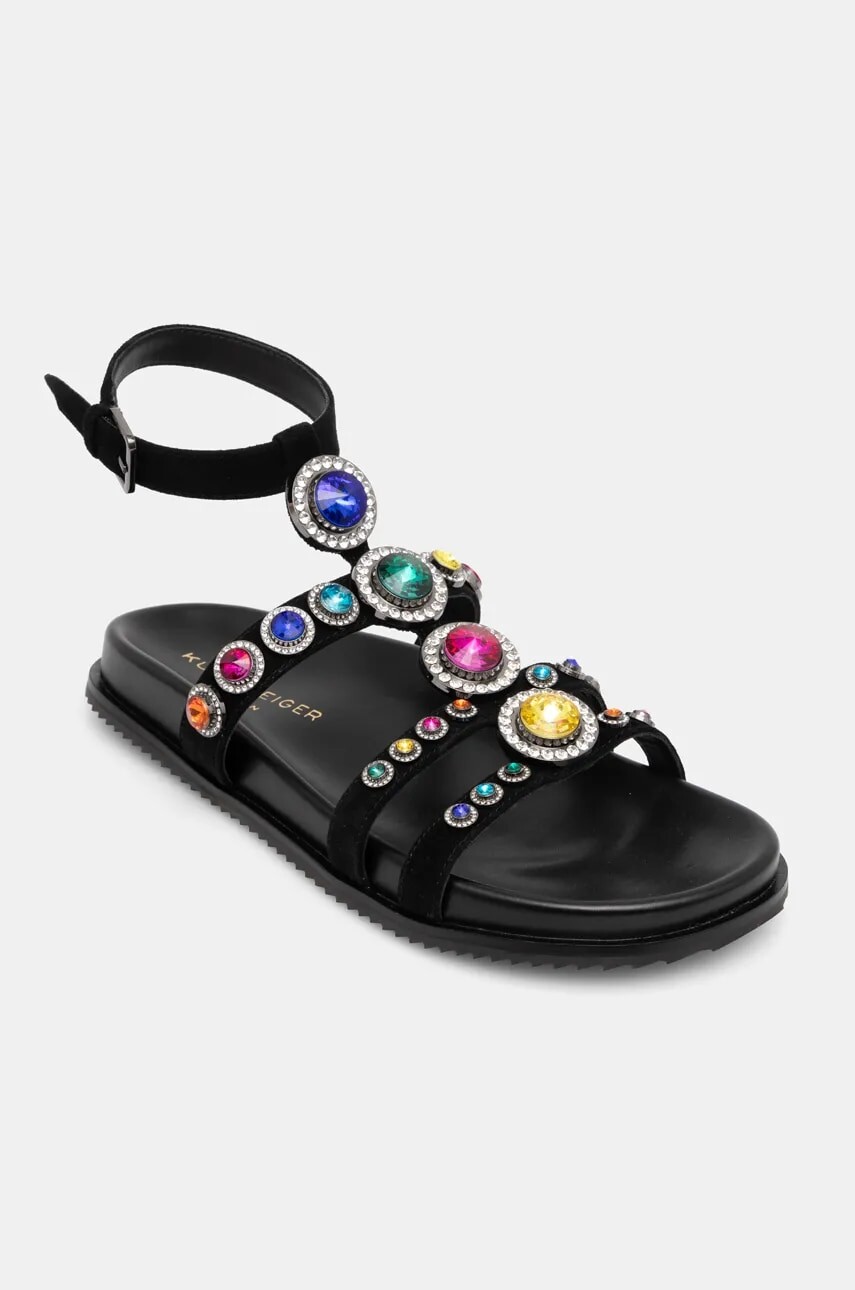 Semišové sandále Kurt Geiger London Octavia Flexi Gladiator dámske, čierna farba, 4369009209