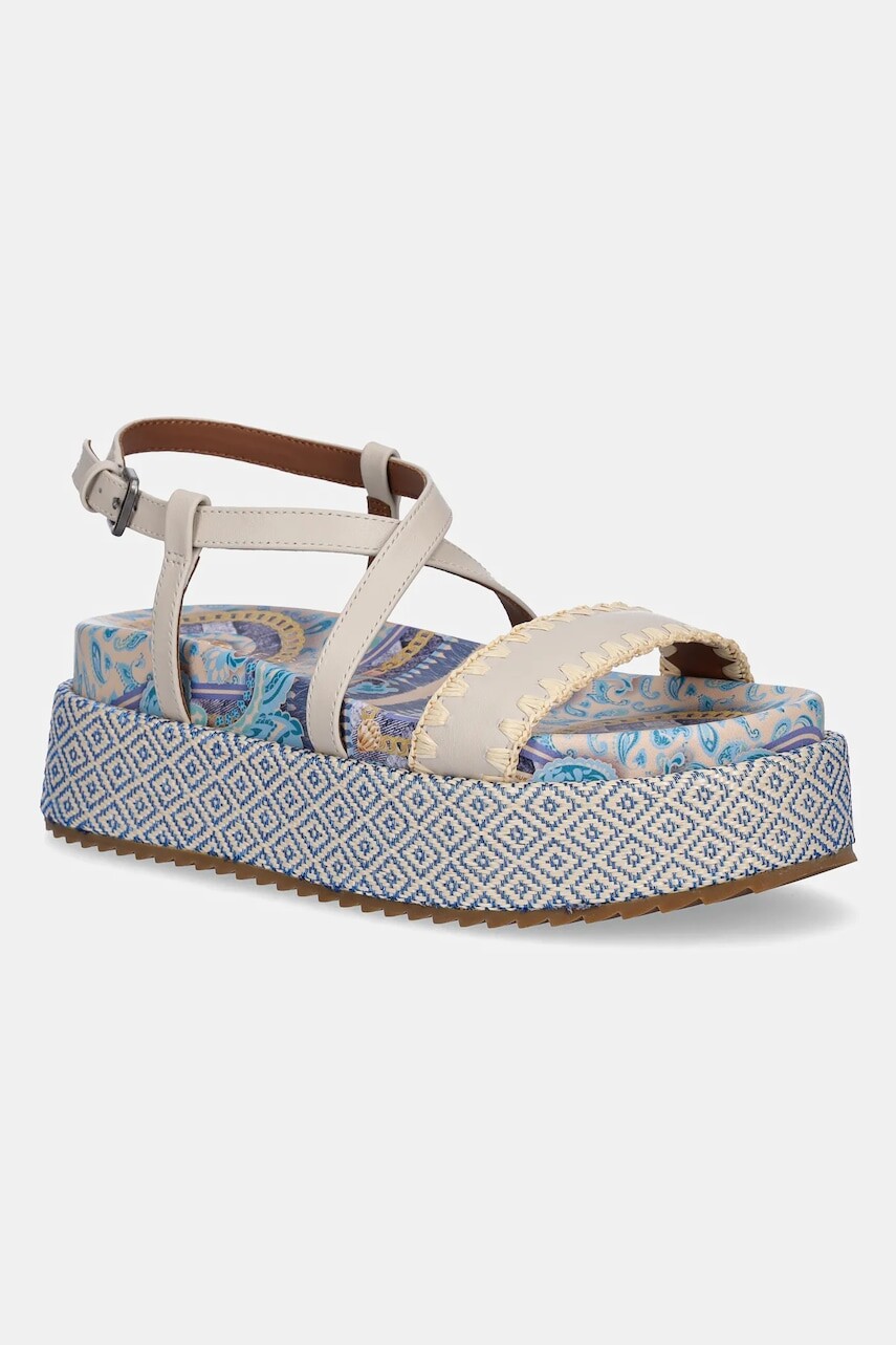 Kožené sandále Kurt Geiger London Chelsea Flatform Sandal dámske, béžová farba, na platforme, 4352286109