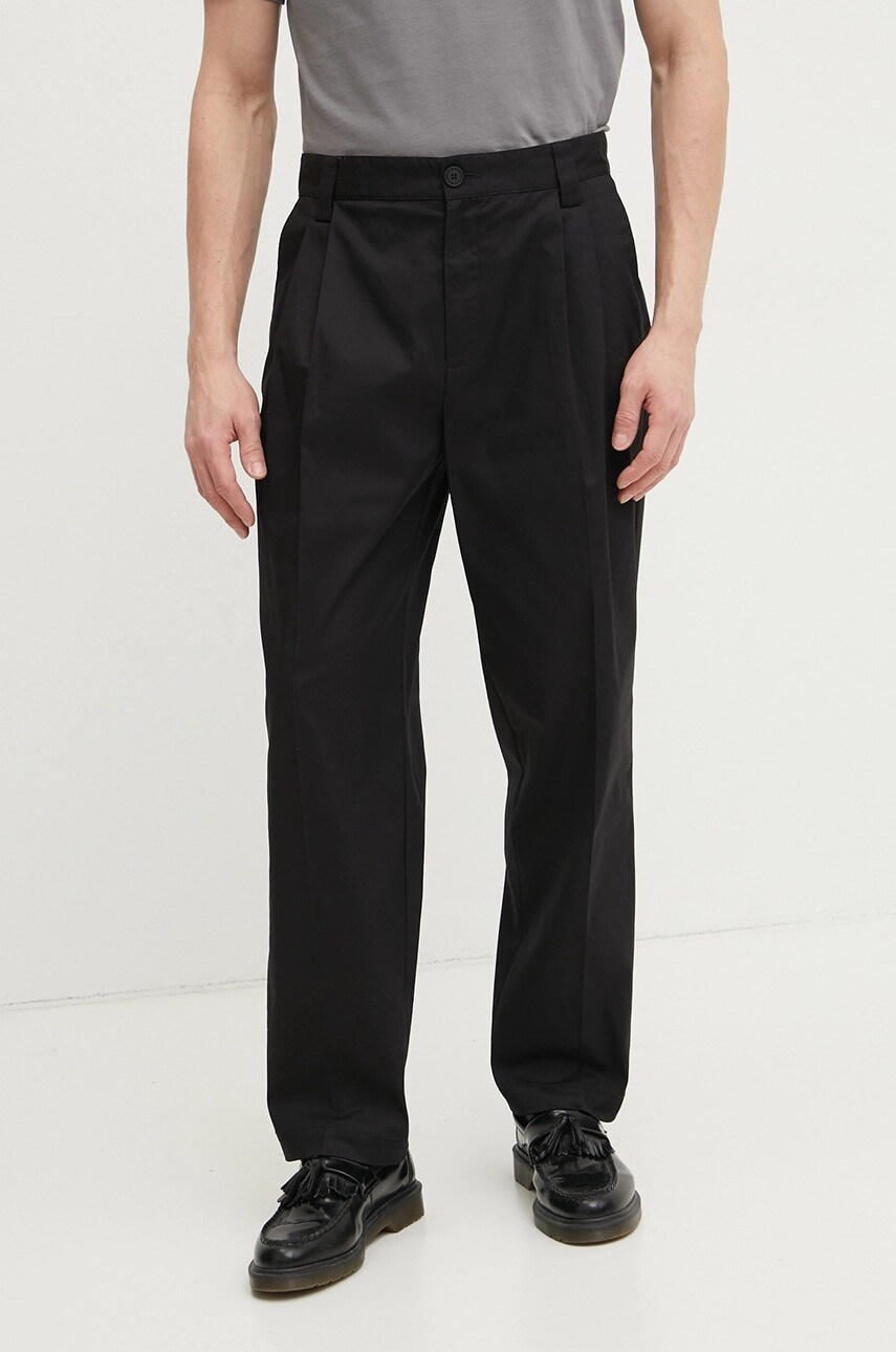 Nohavice Versace Jeans Couture pánske, čierna farba, rovné, 78GAA106 N0311