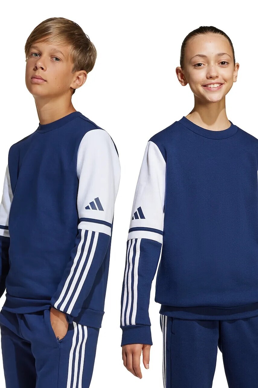 Detská mikina adidas Performance tmavomodrá farba, s kapucňou, vzorovaná, JD4814