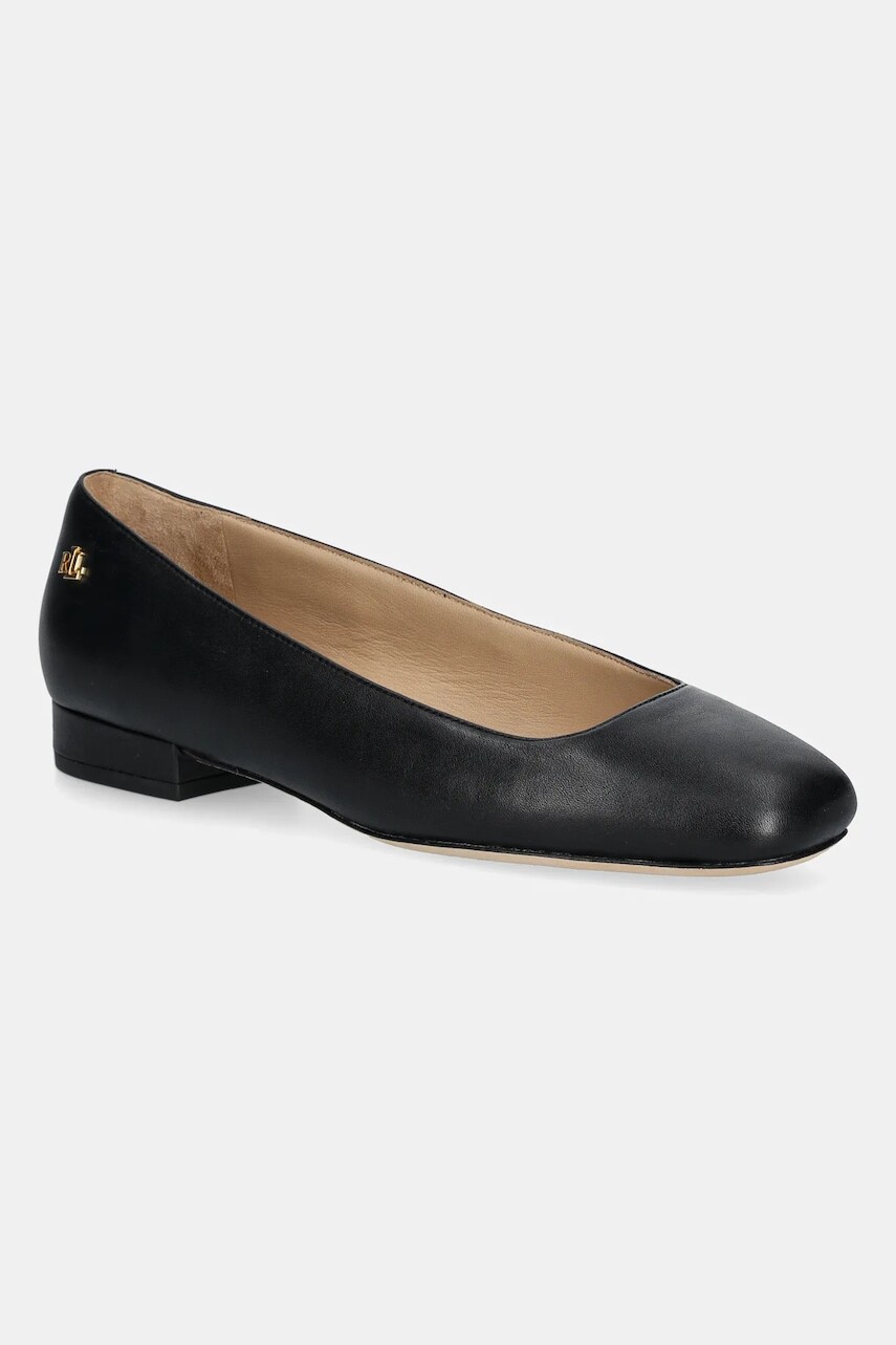 Kožené balerínky Lauren Ralph Lauren Emellie Bllt čierna farba, 802970534001