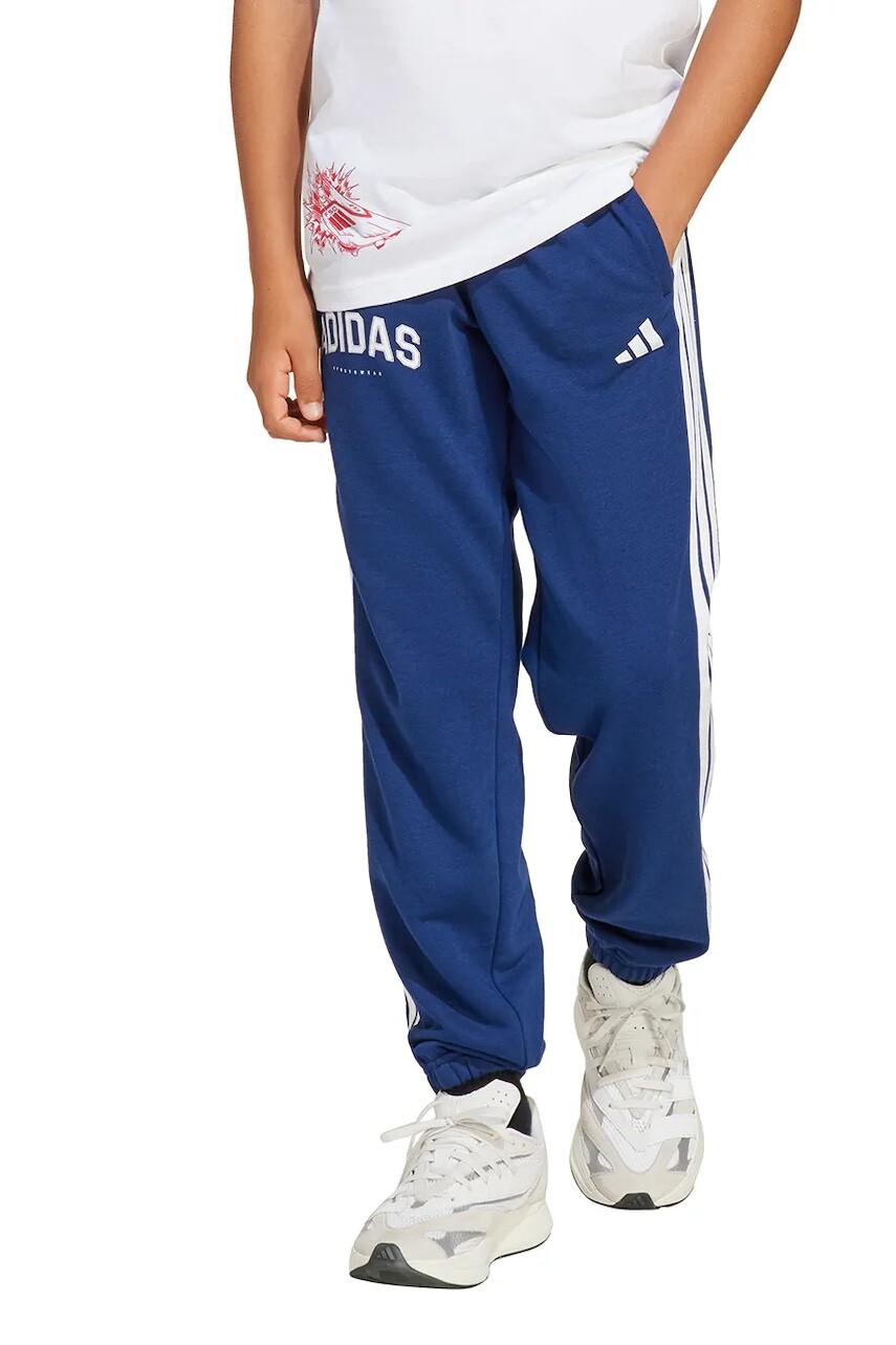 Detské tepláky adidas tmavomodrá farba, s potlačou, JM2444