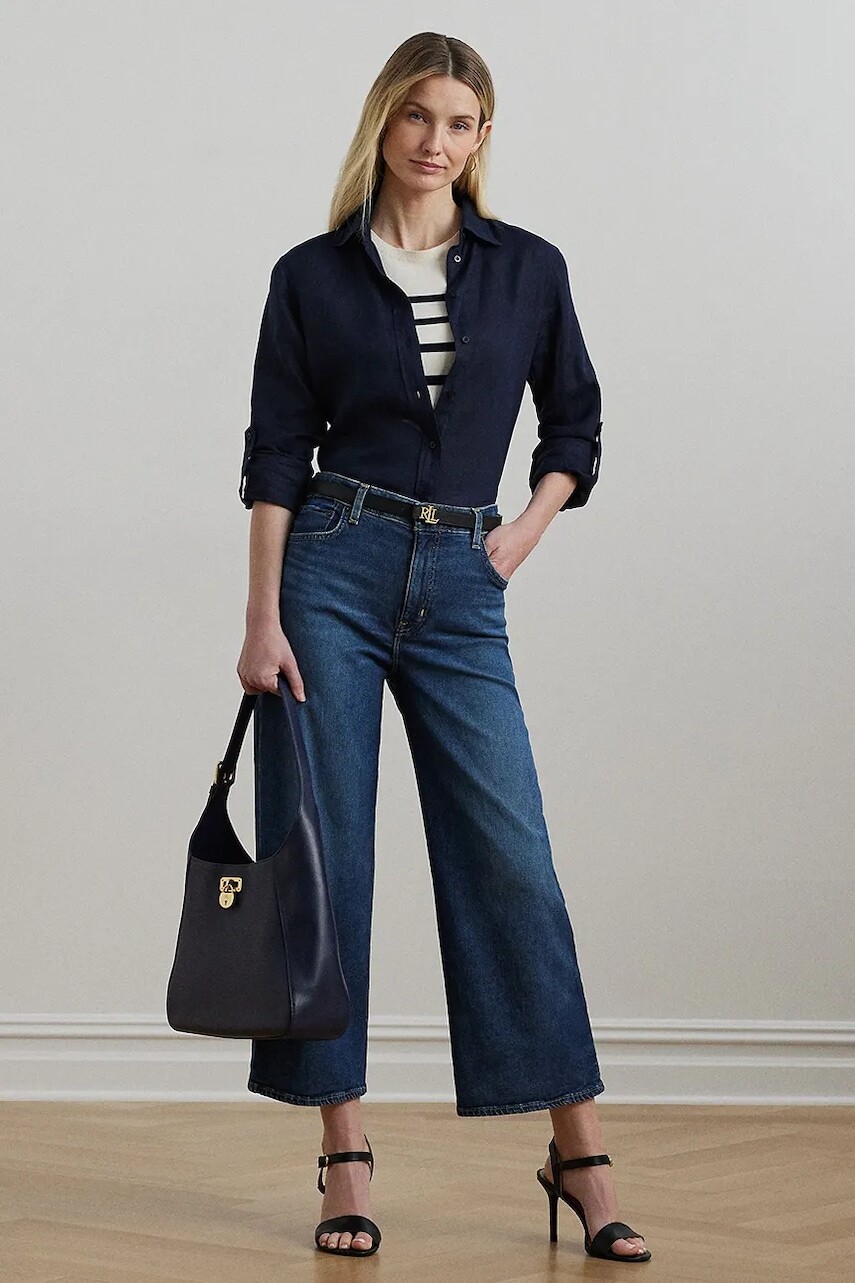 Bavlnené rifle Lauren Ralph Lauren dámske, vysoký pás, 200973246