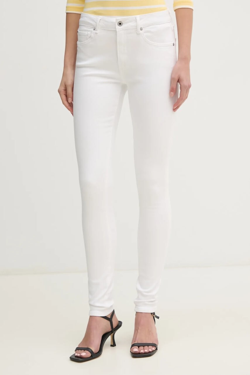 Rifle Pepe Jeans SKINNY JEANS MW REGENT dámske, biela farba, PL204728TC7