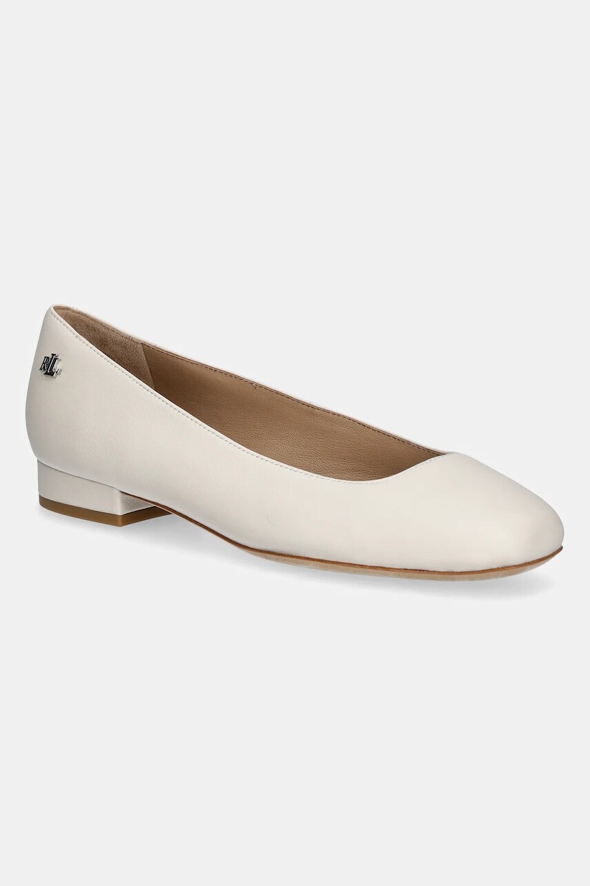 Kožené balerínky Lauren Ralph Lauren Emellie Bllt béžová farba, 802970534003