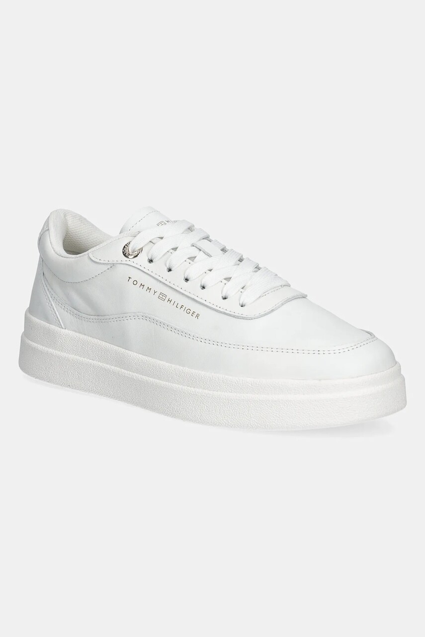 Kožené tenisky Tommy Hilfiger MODERN COURT SNEAKER LTHR dámske, biela farba, FW0FW08800