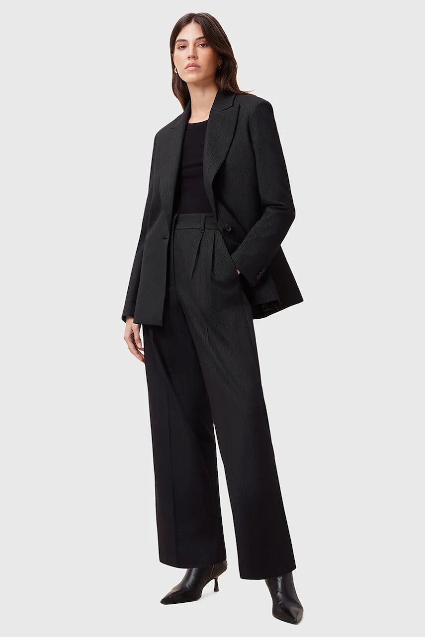 Nohavice AllSaints PINNIE dámske, čierna farba, široké, vysoký pás, W033QC