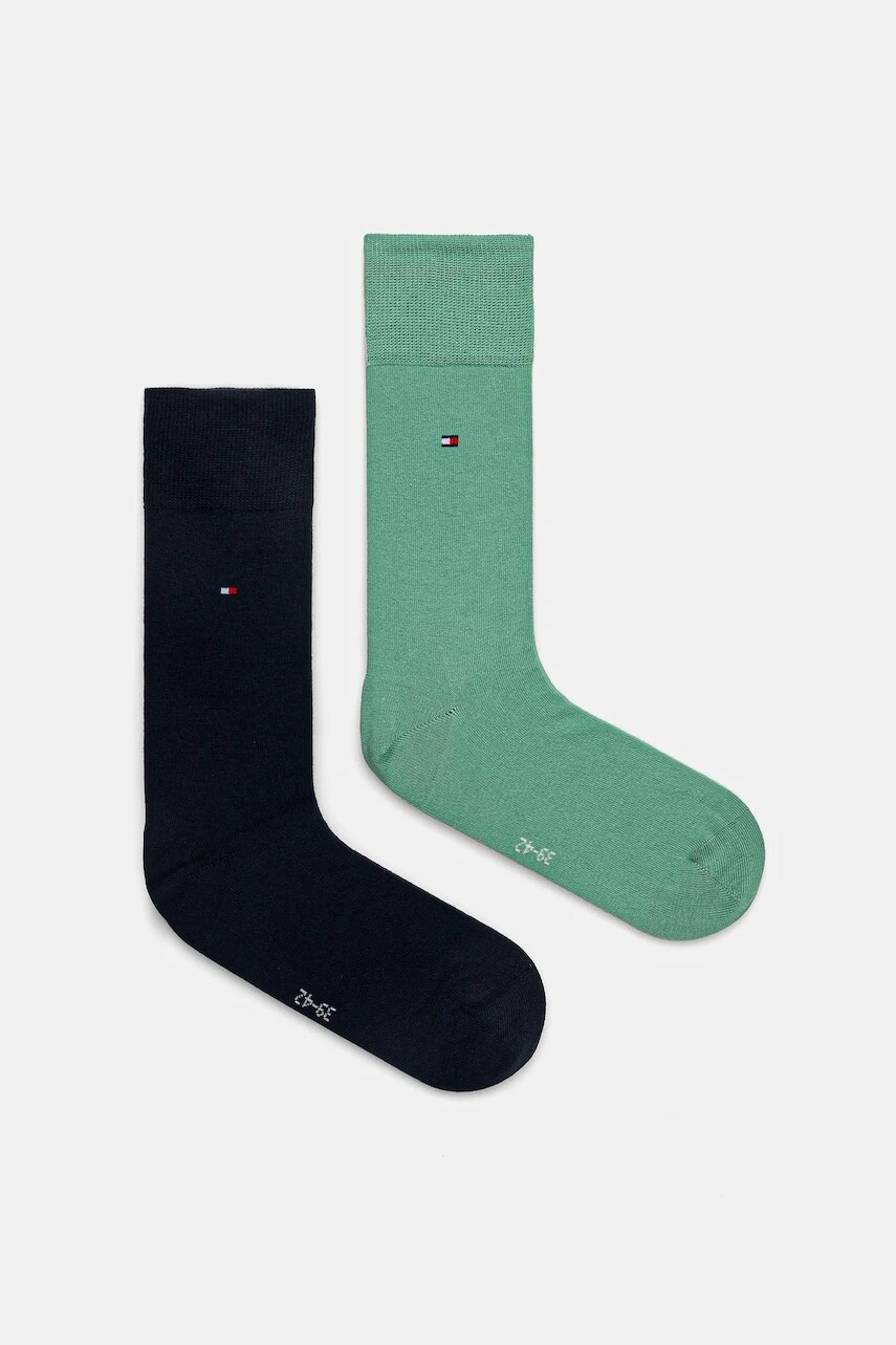 Ponožky Tommy Hilfiger 2-pak pánske, zelená farba, 371111136