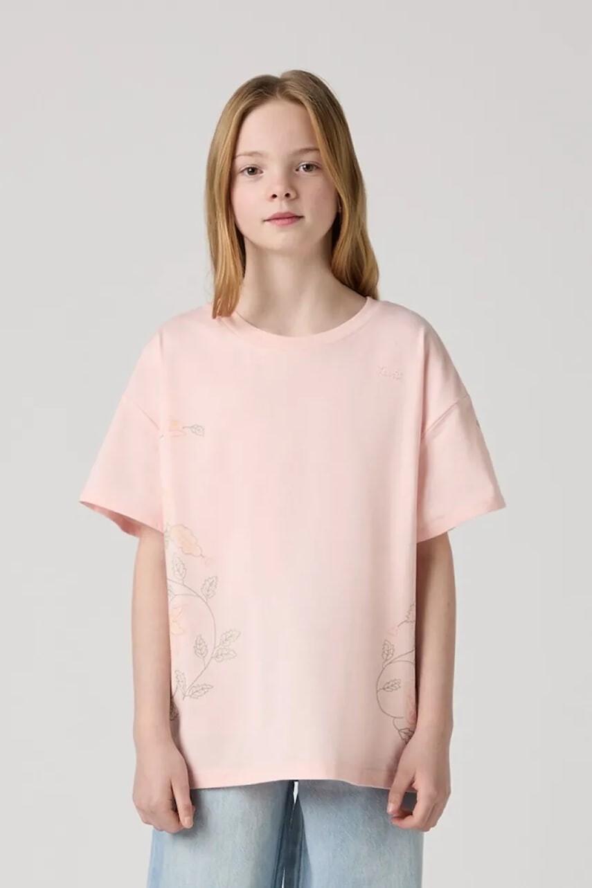 Detské tričko Levi's OVERSIZE EMBROIDERY FLORAL ružová farba, 4EM398