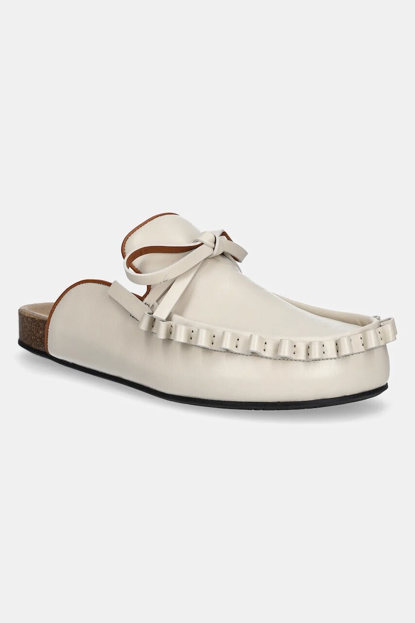 Kožené šľapky JW Anderson dámske, béžová farba, LF0069 LA0323 002