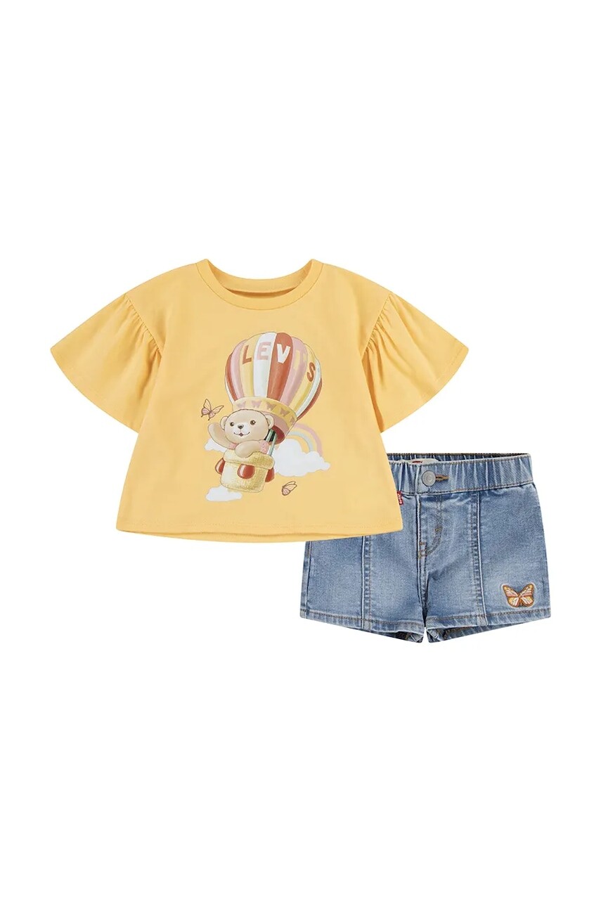 Sada pre bábätká Levi's LIV FLTTR SLV TEE AND SHOR žltá farba, 1EM173