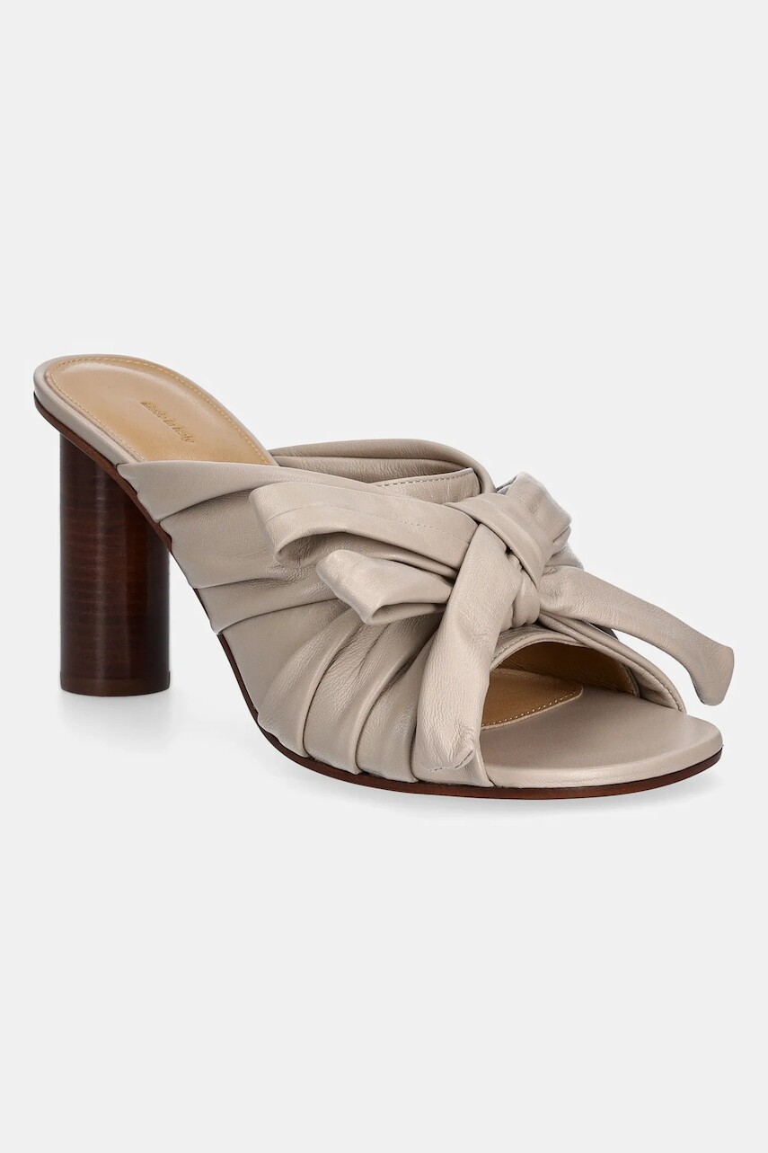 Kožené šľapky JW Anderson dámske, béžová farba, na podpätku, SN0095 LA0161 190