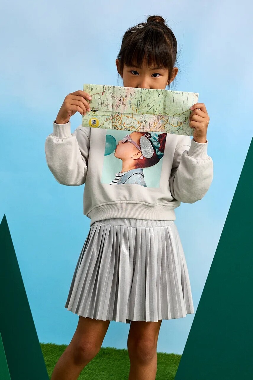 Dievčenská sukňa Mayoral šedá farba, mini, áčkový strih, 3907