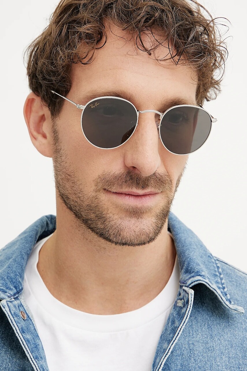Slnečné okuliare Ray-Ban pánske, strieborná farba, 0RB3447