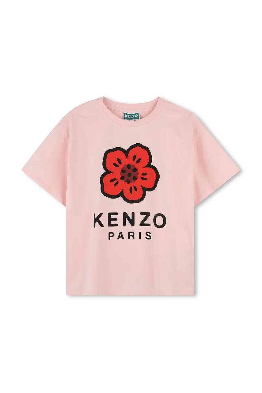 Detské bavlnené tričko Kenzo Kids oranžová farba, s potlačou, K61058