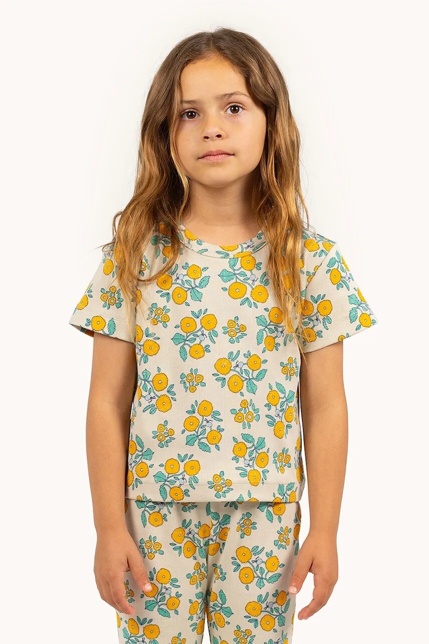 Detské tričko Tinycottons FLOWERS TEE béžová farba, SS25-042
