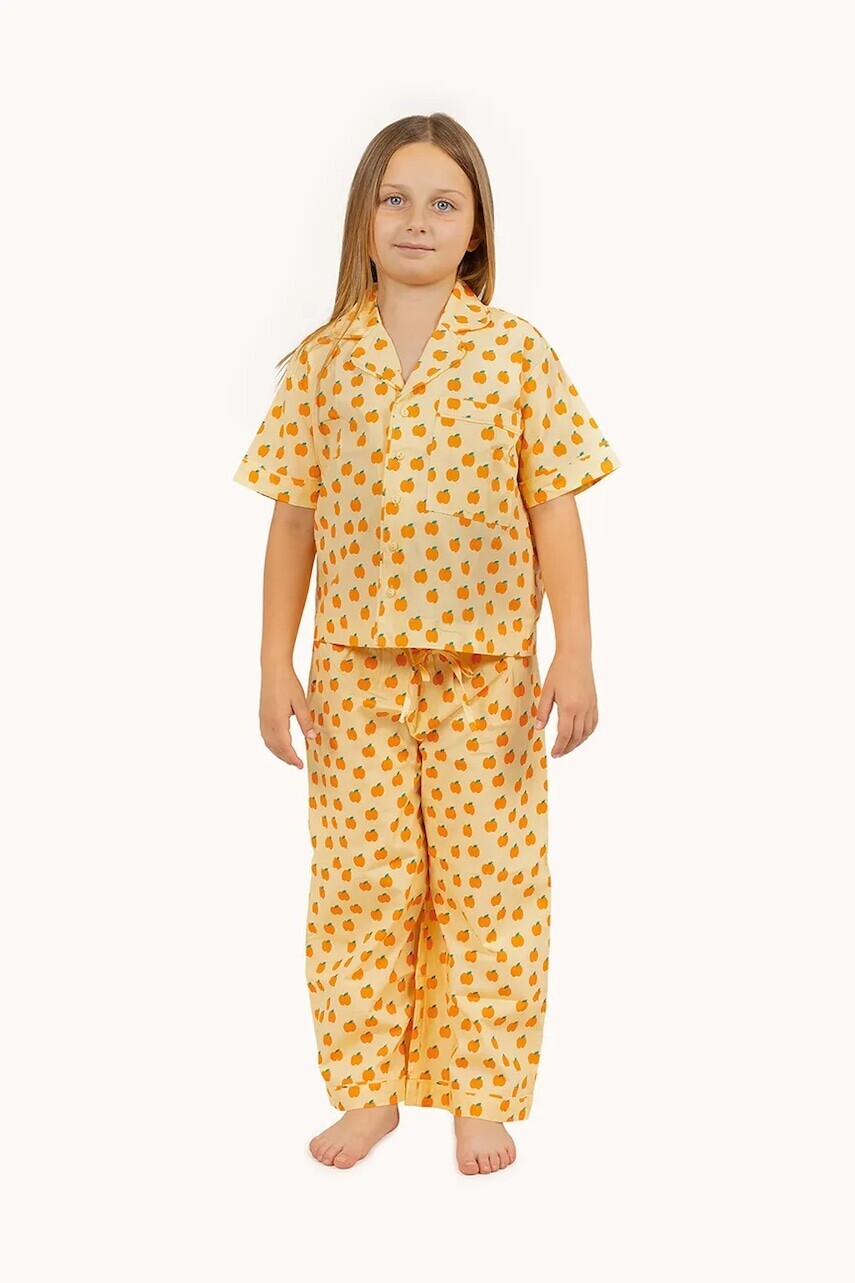 Detské bavlnené pyžamo Tinycottons APPLES SET žltá farba, vzorovaná, SS25-349