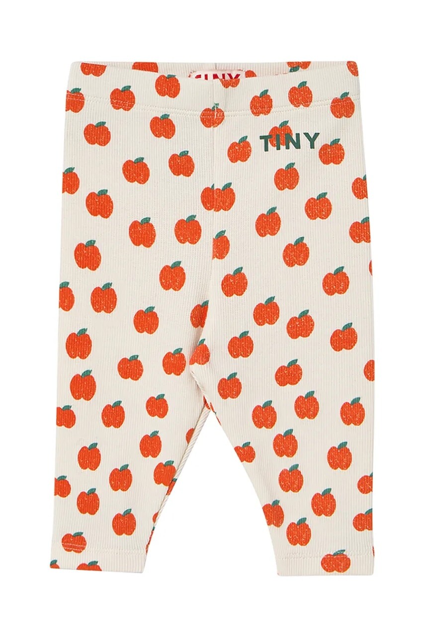Legíny pre bábätká Tinycottons APPLES BABY RIB PANT béžová farba, s potlačou, SS25-348