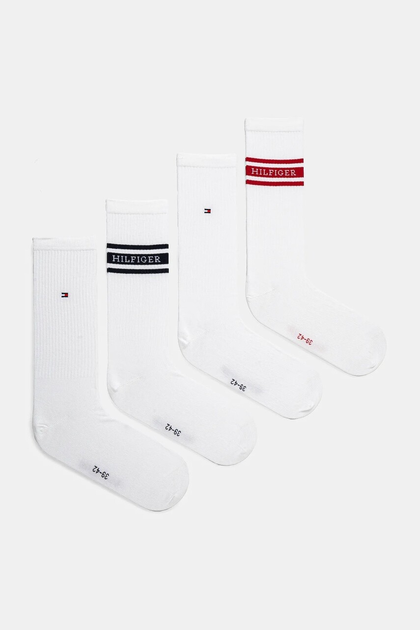 Ponožky Tommy Hilfiger 4-pak pánske, biela farba, 701232606