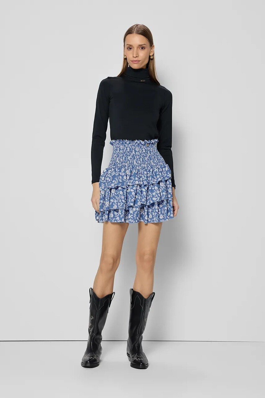 Sukňa Bizuu TYLA mini, áčkový strih, TYLA LARI NIEBIESKI
