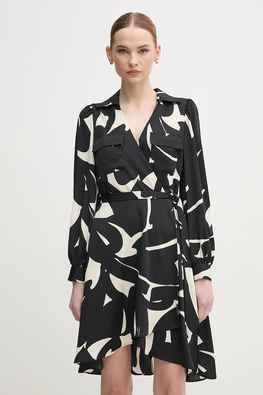 Šaty Dkny čierna farba, mini, áčkový strih, DD4KS484