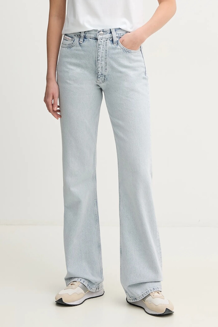 Bavlnené rifle Calvin Klein Jeans dámske, vysoký pás, J20J225125