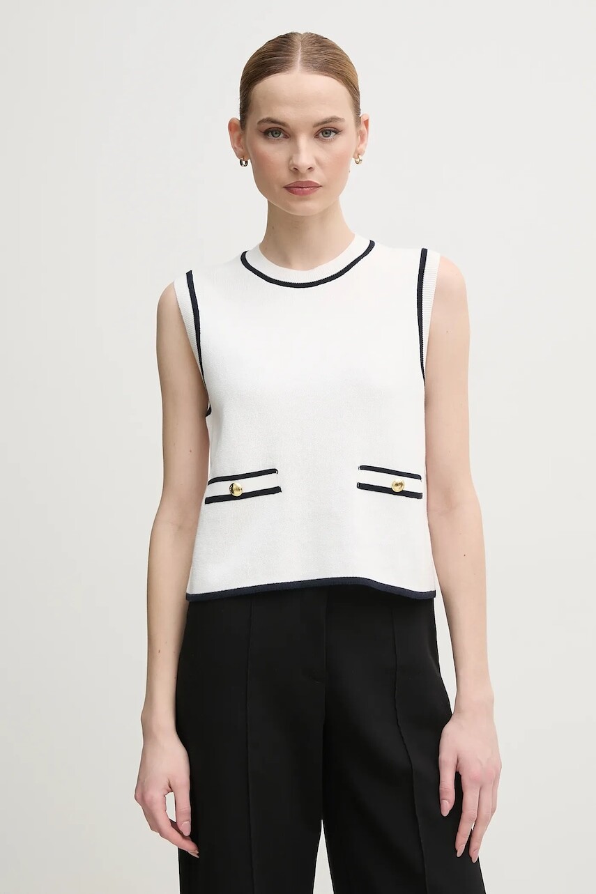 Bavlnená vesta Barbour Amy dámska, biela farba, LKN1619WH71