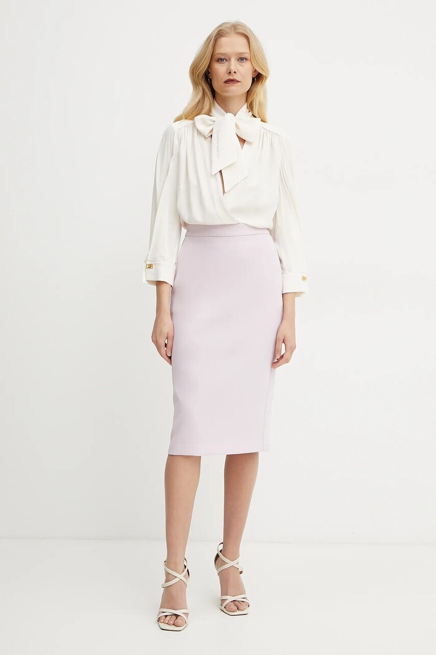 Šaty Elisabetta Franchi béžová farba, mini, priliehavá, AB77151E2
