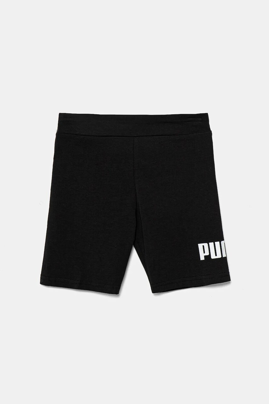 Detské krátke nohavice Puma ESS No. 1 Logo Short Leggings čierna farba, s potlačou, 684902