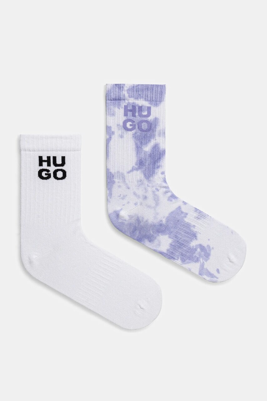 Ponožky HUGO 2-pak pánske, biela farba, 50537570