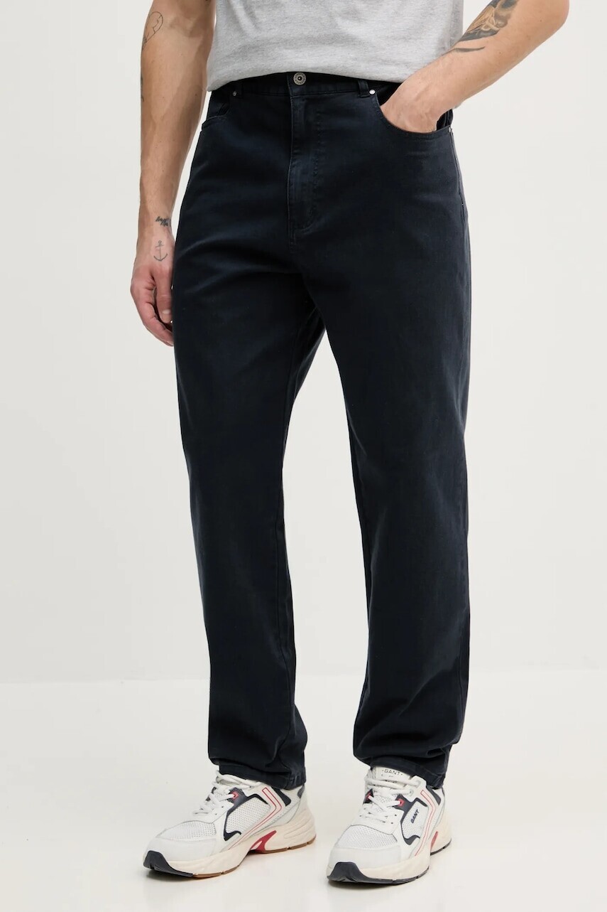 Nohavice Barbour Washed Stretch Twill Regular Fit Trouser pánske, tmavomodrá farba, rovné, MTR0742