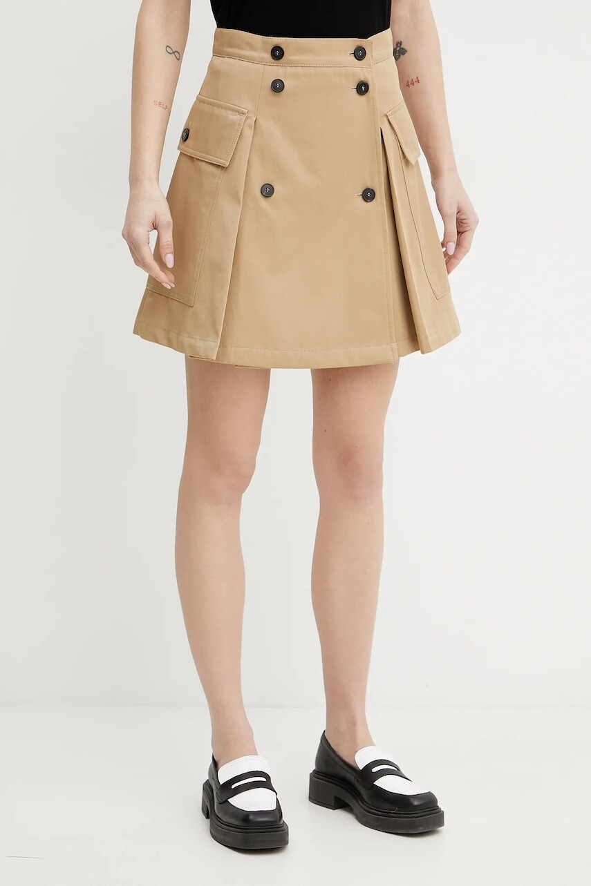 Bavlnená sukňa Weekend Max Mara zelená farba, mini, áčkový strih, 2515101021600