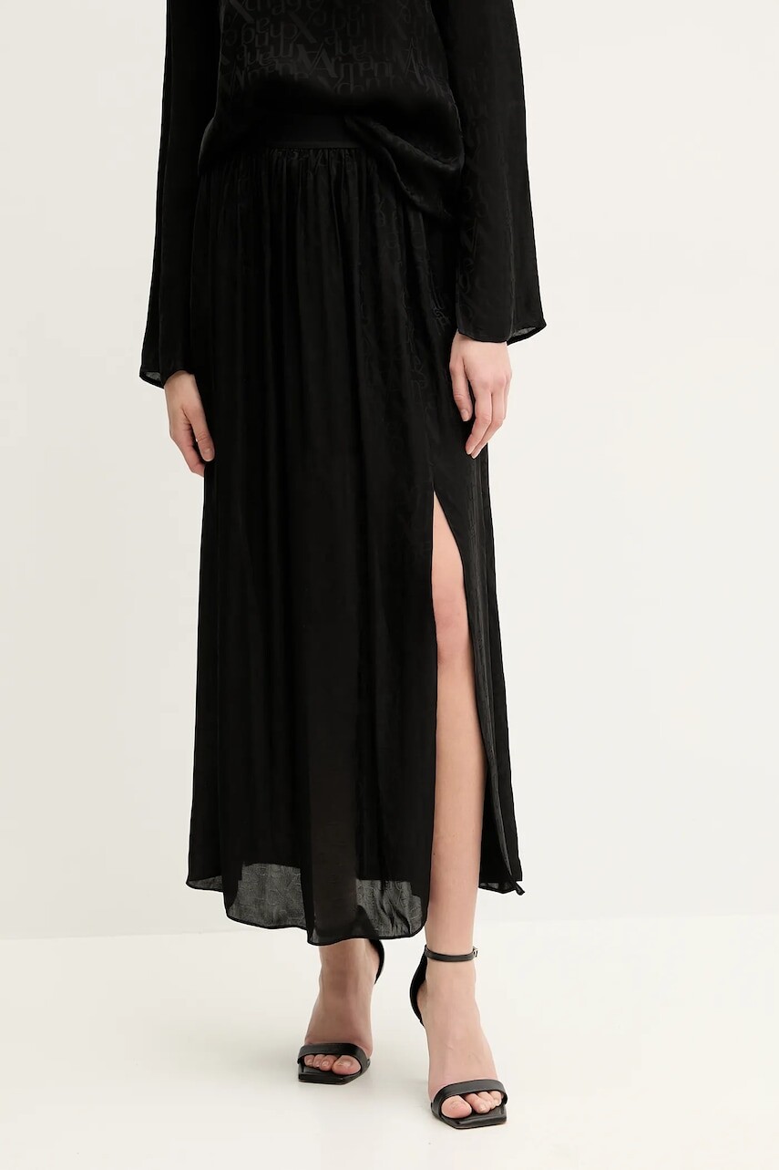 Sukňa Armani Exchange čierna farba, maxi, áčkový strih, XW000348 AF10842