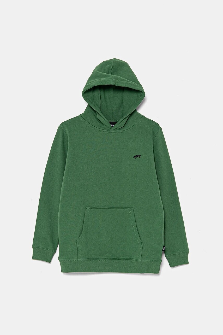 Detská bavlnená mikina Vans SALTON LOOSE zelená farba, s kapucňou, jednofarebná, VN000P5TBR11